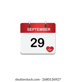 World hearth Day Single Icon Vector Calendar September Illustration 14