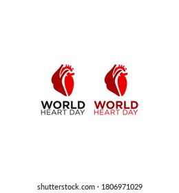 World Hearts Day banner with Heart sign on white background, vector image