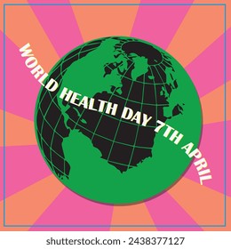 World Helath day representation with globe and text design.World Health Day Campaign Logo Icon Design Template. Earth Vector Illustration