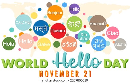 World hello day banner design illustration