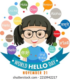 World hello day banner design illustration