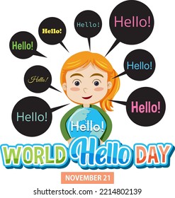 World hello day banner design illustration