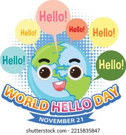 World hello day banner design illustration