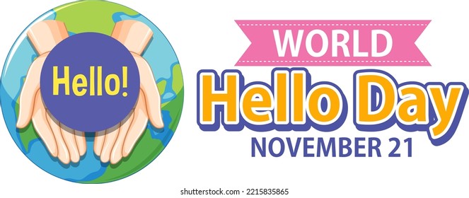 World hello day banner design illustration