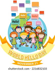 Design-Illustration zum Thema "Welt-Hallo-Tag"