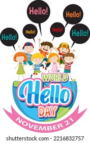 World hello day banner design illustration