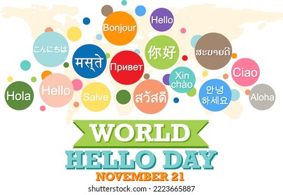 World hello day banner design illustration