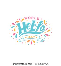 Texto escrito a mano del Día Mundial de la Salud. Caligrafía moderna de tinta de pincel, letras a mano. Ilustración vectorial colorida con salpicaduras coloridas. Festividad 21 de noviembre. Graciosa frase de saludo de dibujo 