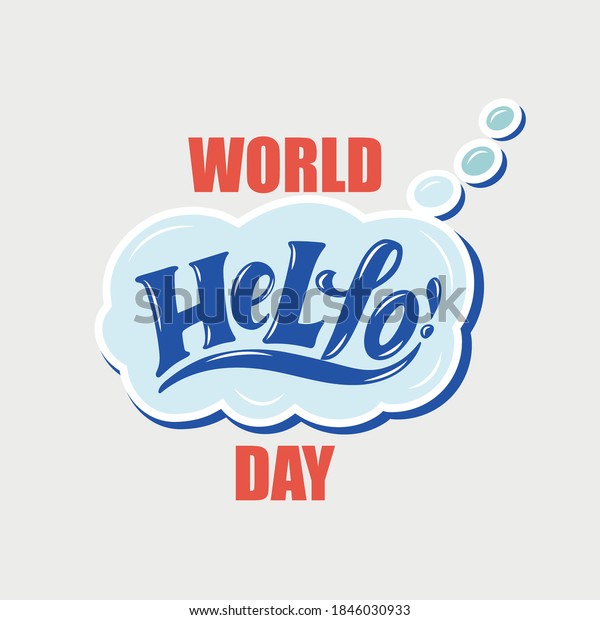 World Hello Day Handwritten Text Modern Stock Vector (Royalty Free