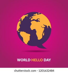 World Hello Day Poster concept with cloud 