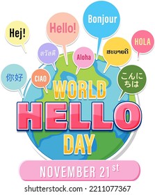 World hello day poster design illustration
