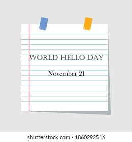 World Hello Day, Vektorgrafik 21. November. 