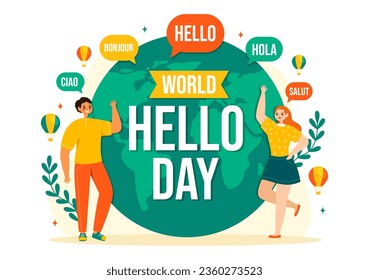 World Hello Day Vector Illustration on November 21 of Speech Bubbles with Different Languages from all over the Country in Flat Cartoon Background