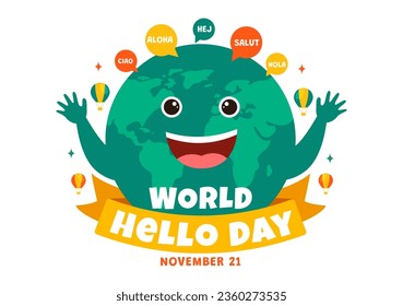 World Hello Day Vector Illustration on November 21 of Speech Bubbles with Different Languages from all over the Country in Flat Cartoon Background