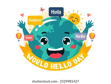 World Hello Day Vector Illustration on November 21 with Speech Bubbles Displaying Greetings in Multiple Languages from Around the in a Background