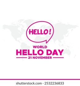 World Hello Day, World Hello Day Vector Illustration, Background, Banner, Poster, Greeting Card, Web and Social Media Post. Hand and Earth Silhouette.