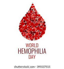 World Hemophilia Day. Drop of blood made of dots on white background. Haemophilia disease awareness symbol. Isolated vector illustration.