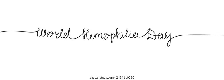 World Hemophilia Day line art text banner. Hand drawn vector art.