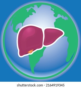 World Hepatitis Day 28 July Vector Illustration. Liver Health Care Logo. Hepatitis Day 2022 Vector with World and Liver Icon. World Hepatitis Day Vector Background.