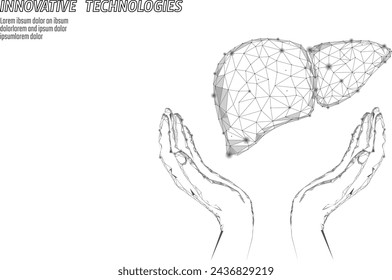  Weltweite Hepatitis Day Bewusstsein 28 Juli Lebergesundheit. Medizin Low-Poly-Modell menschliche Organ Hand halten polygonale geometrische Vektor-Illustration