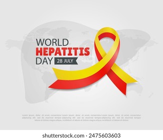 World Hepatitis Day.  Hepatitis Awareness Ribbon. Vector Illustration.
