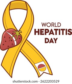 World Hepatitis Day Awareness, A visual message to promote World Hepatitis Day awareness through a symbolic yellow ribbon, representing solidarity.