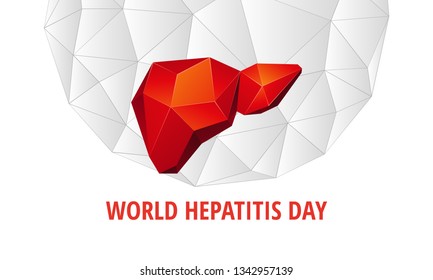 World Hepatitis Day background. Abstract anatomy organ. Liver in 3D polygon style.
