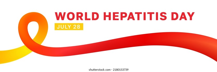 World Hepatitis Day background. Blend gradient yellow-red ribbon banner.