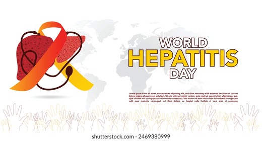 World hepatitis day background template use for card vector design, with minimalist and modern concept, cover, backdrop, heart, lung, international
