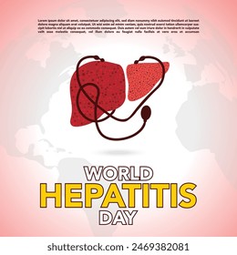 Uso de la Plantilla de fondo del día mundial de la hepatitis para el diseño del Vector de la tarjeta, con el concepto minimalista y moderno, cubierta, telón de fondo, corazón, pulmón, internacional
