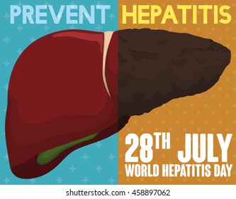 World Hepatitis Day Campaign comparing a healthy liver and sick one for this disease; always choose the prevention and care!