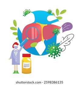 world hepatitis day cartoon vector illustration on the white background