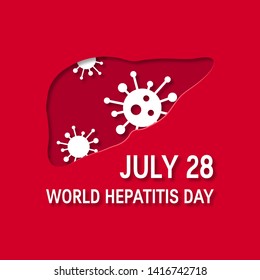 World hepatitis day concept. Design for posters, web banners, infographics etc. in paper cut style, vector illustration