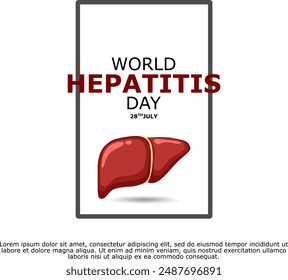 Diseño de anuncios creativos del Día Mundial de la Hepatitis. Elemento del día de la hepatitis aislado en la Plantilla para el fondo. Afiche del Día de la Hepatitis, Vector, ilustración, 28 de julio. Día importante