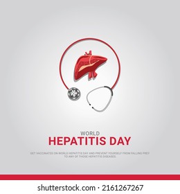 World Hepatitis Day, Creative design for social media. 3D illustration 