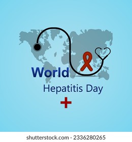 Welt-Hepatitis-Tag, kreatives Design für soziale Medien. Illustration. Plakat mit Leber im flachen Stil und World Hepatitis Social Media Vektordesign.