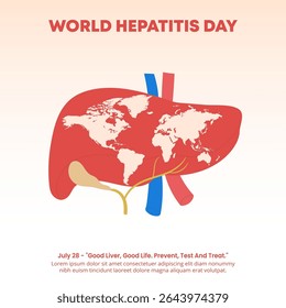 World Hepatitis Day design with a liver and world map