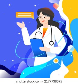 World hepatitis day, doctor examines liver to treat hepatitis disease, vector illustration