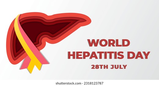 world hepatitis day horizontal banner in paper cut style