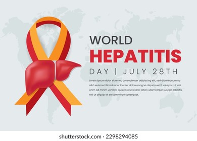 Día Mundial de la Hepatitis 28 de julio Diseño de pancartas con ilustración de hígado y cinta sobre antecedentes aislados
