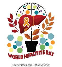 World Hepatitis Day Liver Plant Potted Orange Ribbon