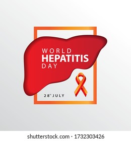 world hepatitis day with liver and ribbon, greeting background banner