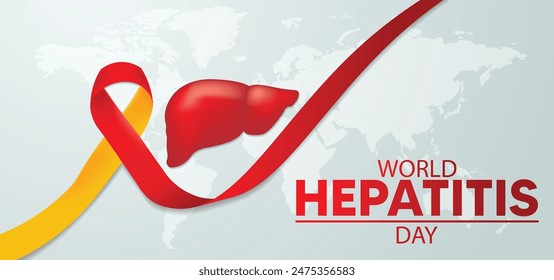 Weltkarte zum Hepatitis-Tag auf 3D-Leber mit Band-Poster