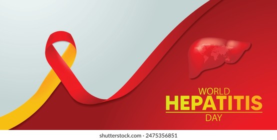 Mapa del mundo del Día Mundial de la Hepatitis en 3D hígado con póster de cinta 