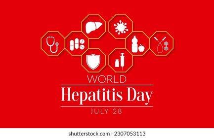 World Hepatitis day is observed every year on July 28, When the liver is inflamed or damaged, its function can be affected and certain medical conditions can cause hepatitis. Vector illustration