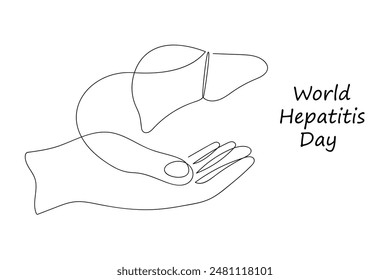 Der Welt-Hepatitis-Tag in einer durchgehenden Linie. Eine Strichzeichnung, Minimalismus. Vektorillustration.