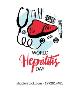 Día Mundial de la Hepatitis. Concepto de póster. 28 de julio.