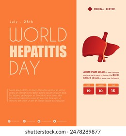 Cartel del día mundial de la hepatitis, diseño de estilo de ilustración plana para tarjeta de felicitación del día mundial de la hepatitis