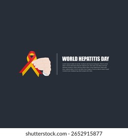 Afiche del Día Mundial contra la Hepatitis. Concienciación mundial. Concepto de prevención y terapia médica de enfermedades humanas