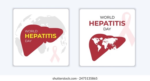 World hepatitis day set background template design, with minimalist and modern concept for cover, backdrop, banner. World map inside